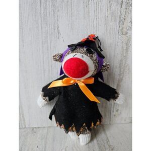 Pier 1 witch sock monkey Halloween ornament decor rare stuffed